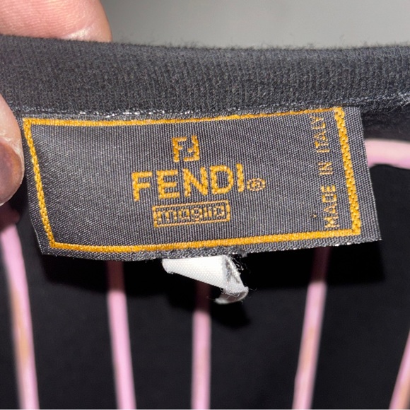 Fendi Black Logo Long Sleeve Tee - Picture 6 of 6